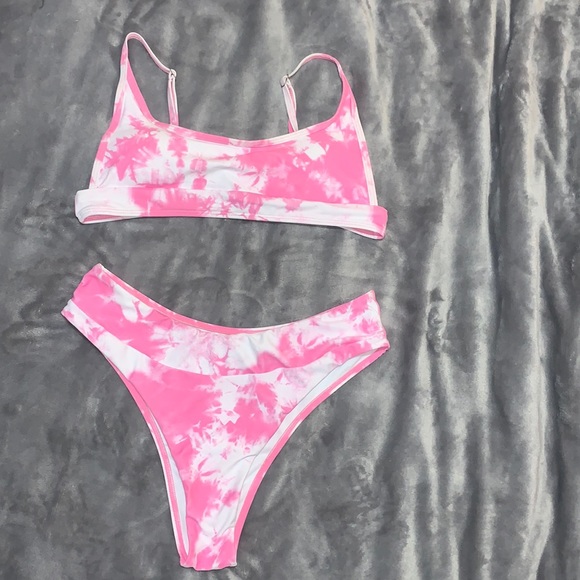 SHEIN Other - pink and white tie dye bikini